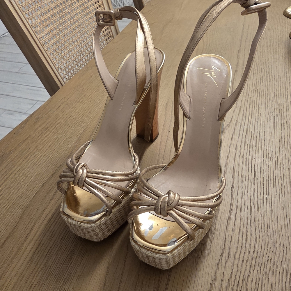 Gold Platform Heels by Giuseppe Zanotti